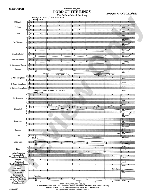 The Lord of the Rings: The Fellowship of the Ring, Symphonic Suite from - Concert Band Conductor Score & Parts (Digital Download)