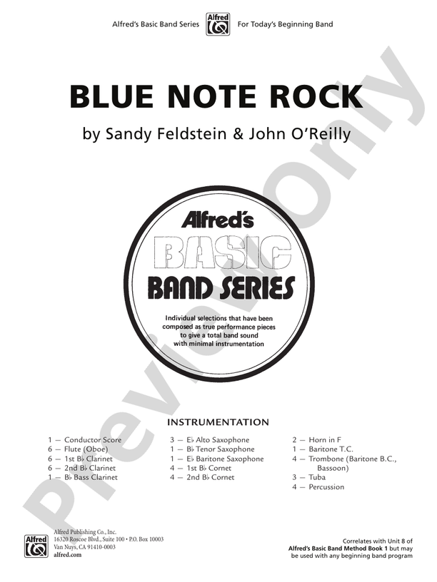 Blue Note Rock - Concert Band Conductor Score & Parts (Digital Download)