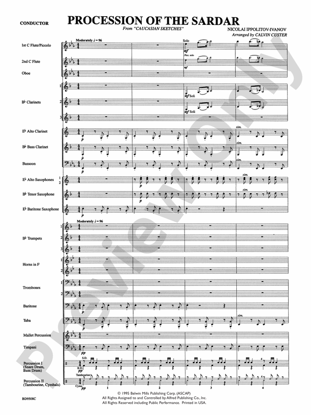 Procession of the Sardar (from Caucasian Sketches) - Concert Band Conductor Score & Parts (Digital Download)