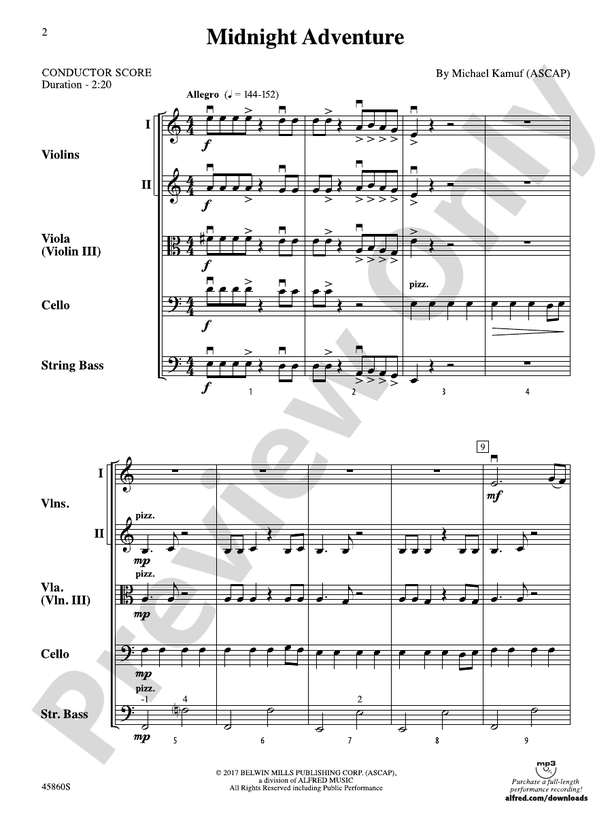 Midnight Adventure - String Orchestra Conductor Score & Parts (Digital Download)