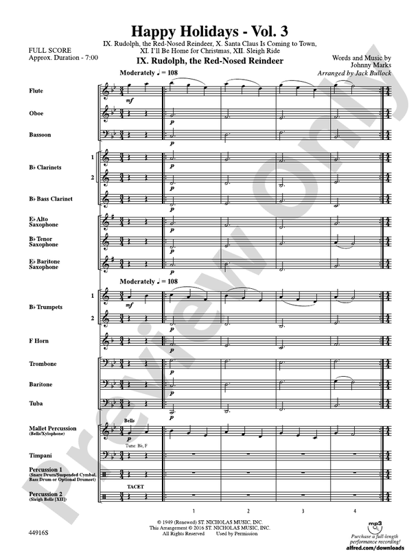 Happy Holidays---Vol. 3 - Concert Band Conductor Score & Parts (Digital Download)