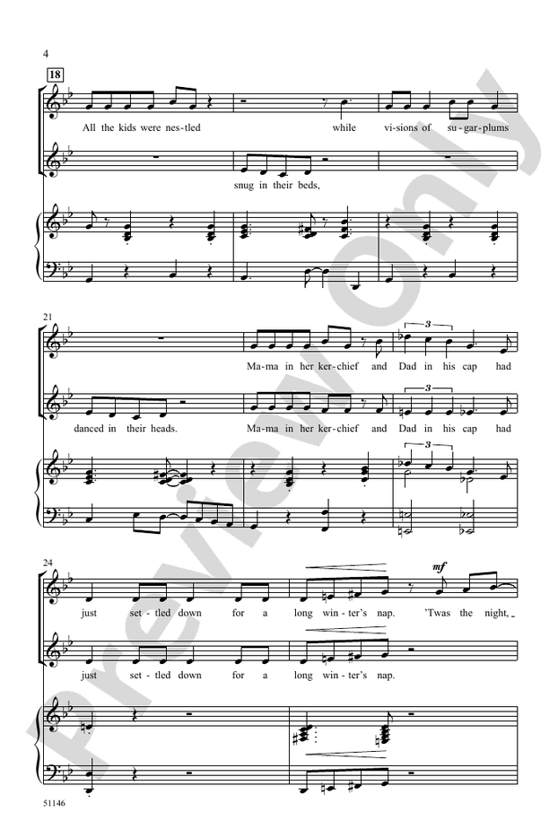 Twas the Night Before Christmas - 2 Part Treble Choral Octavo (Digital Download)