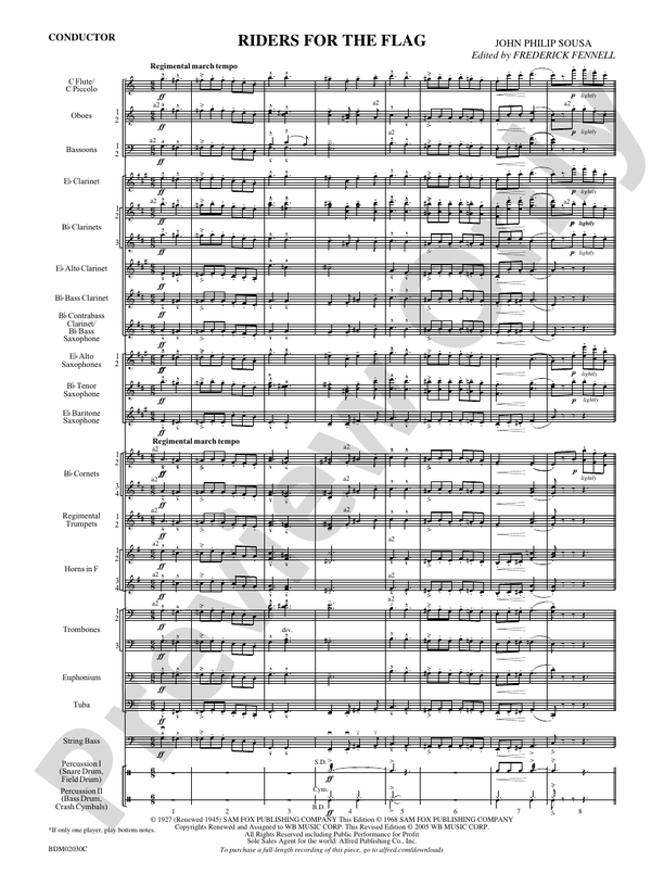 Riders for the Flag - Concert Band Conductor Score & Parts (Digital Download)