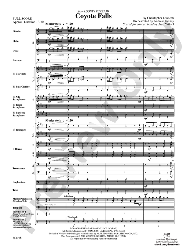 Coyote Falls (from Looney Tunes 3D) - Concert Band Conductor Score & Parts (Digital Download)