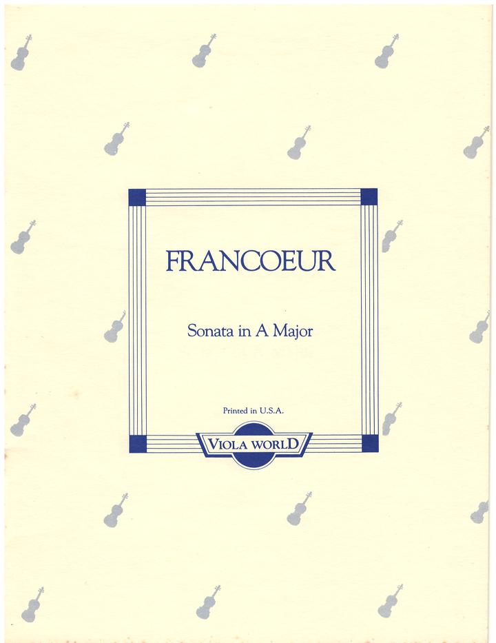 Francoeur - Sonata in AMaj - Viola/Piano Accompaniment arranged by Arnold Viola World VWP000016