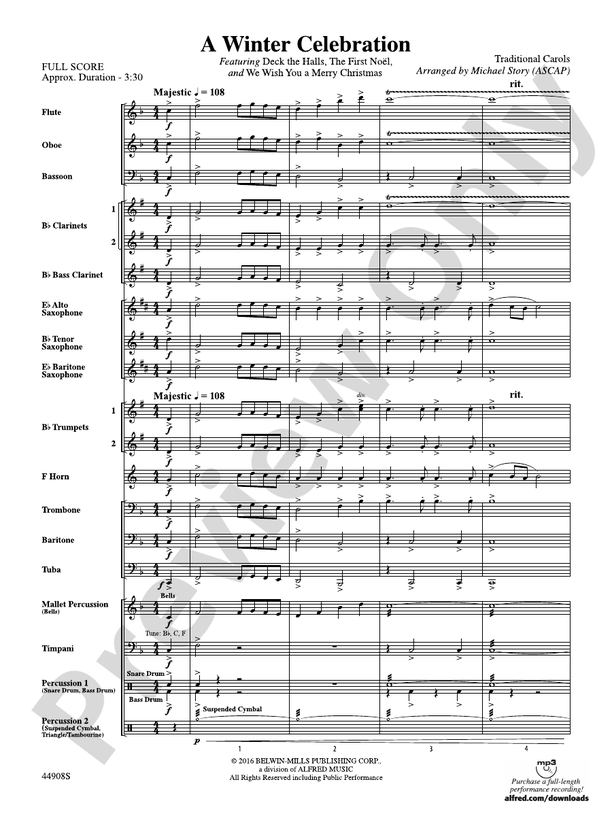 A Winter Celebration - Concert Band Conductor Score & Parts (Digital Download)