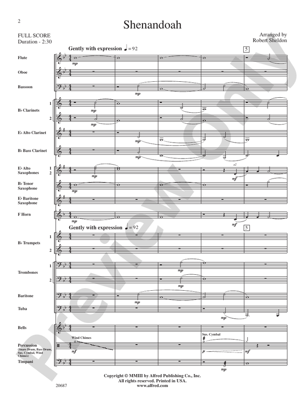 Shenandoah (Grade 2) - Concert Band Conductor Score & Parts (Digital Download)