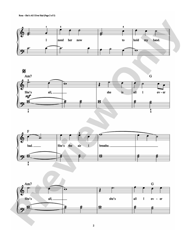 She's All I Ever Had - Arr. Richard Bradley (DSM-PS-0010053) - Easy Piano (Digital Download)