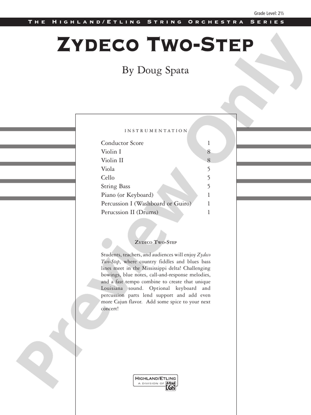 Zydeco Two-Step – String Orchestra Conductor Score & Parts (Digital Download)