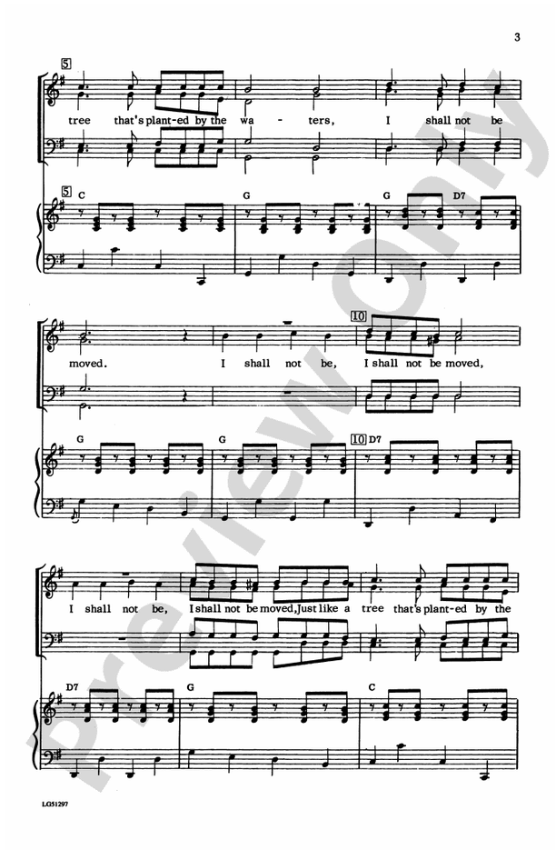 I Shall Not Be Moved – TTBB Choral Octavo - Digital Sheet Music Download (Digital Download)