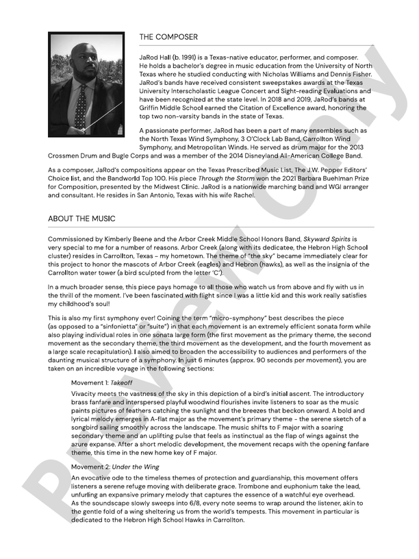Skyward Spirits – Concert Band Conductor Score & Parts (Digital Download)