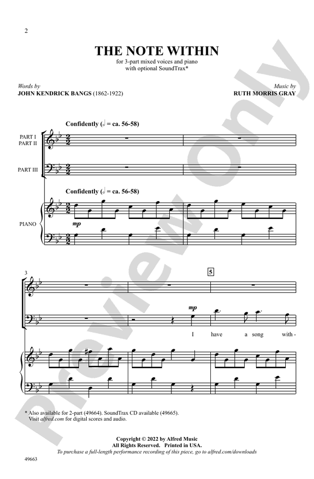The Note Within - 3 Part Mixed Choral Octavo (Digital Download)
