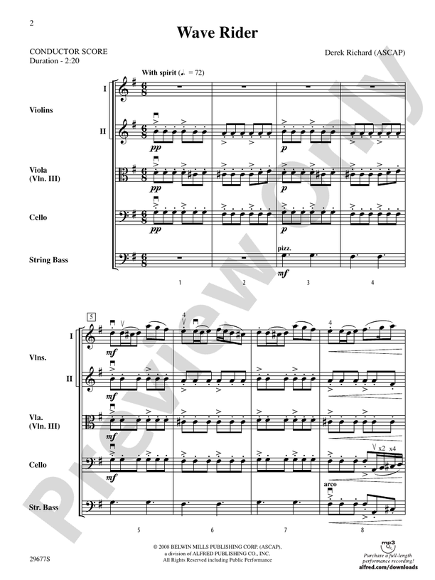 Wave Rider – String Orchestra Conductor Score & Parts (Digital Download)
