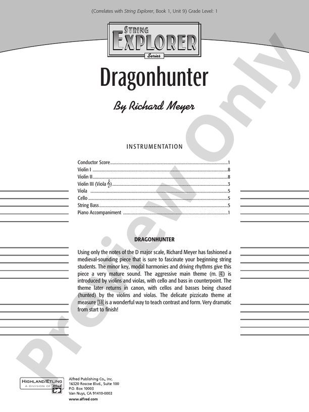 Dragonhunter – String Orchestra Conductor Score & Parts (Digital Download)