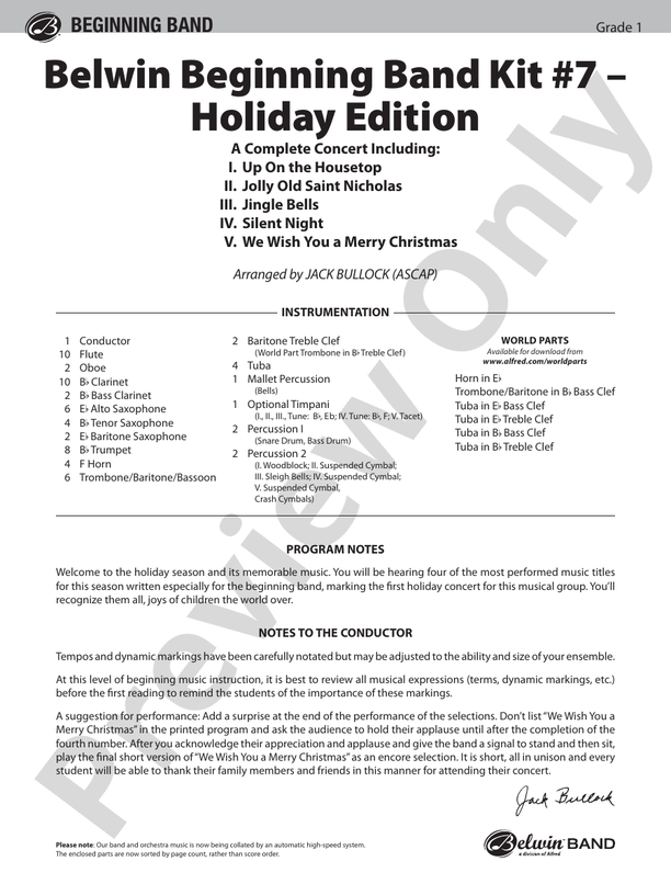 Belwin Beginning Band Kit #7: Holiday Edition - Concert Band Conductor Score & Parts (Digital Download)