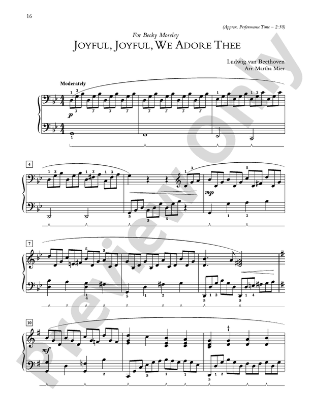 Joyful, Joyful, We Adore Thee (Arr. Martha Mier) - Piano Solo (Digital Download)