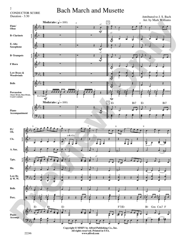 Bach March and Musette - Concert Band Conductor Score & Parts (Digital Download)