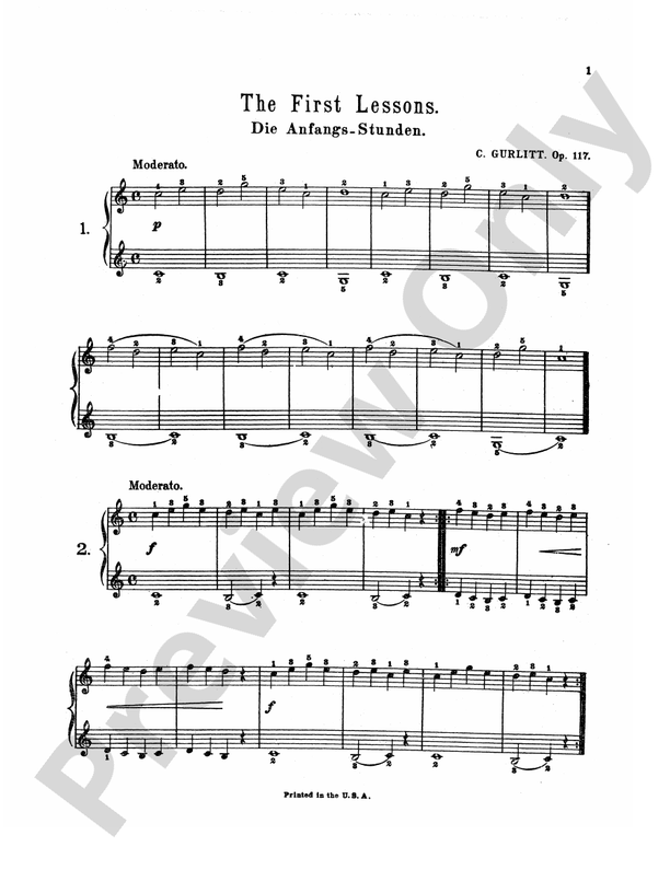 Gurlitt - First Lessons, Op. 117 - Piano Solo (Digital Download)