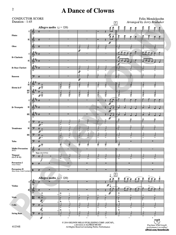 A Dance of Clowns (from A Midsummer Night's Dream) – Full Orchestra Conductor Score & Parts (Digital Download)