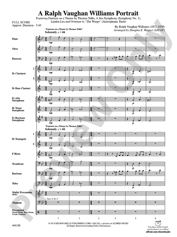 A Ralph Vaughan Williams Portrait - Concert Band Conductor Score & Parts (Digital Download)