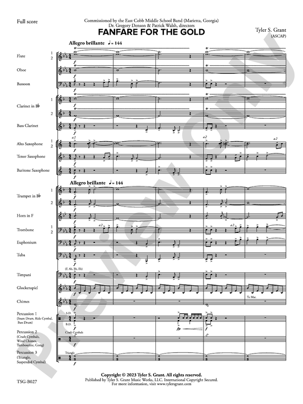 Fanfare for the Gold - Concert Band Conductor Score & Parts (Digital Download)