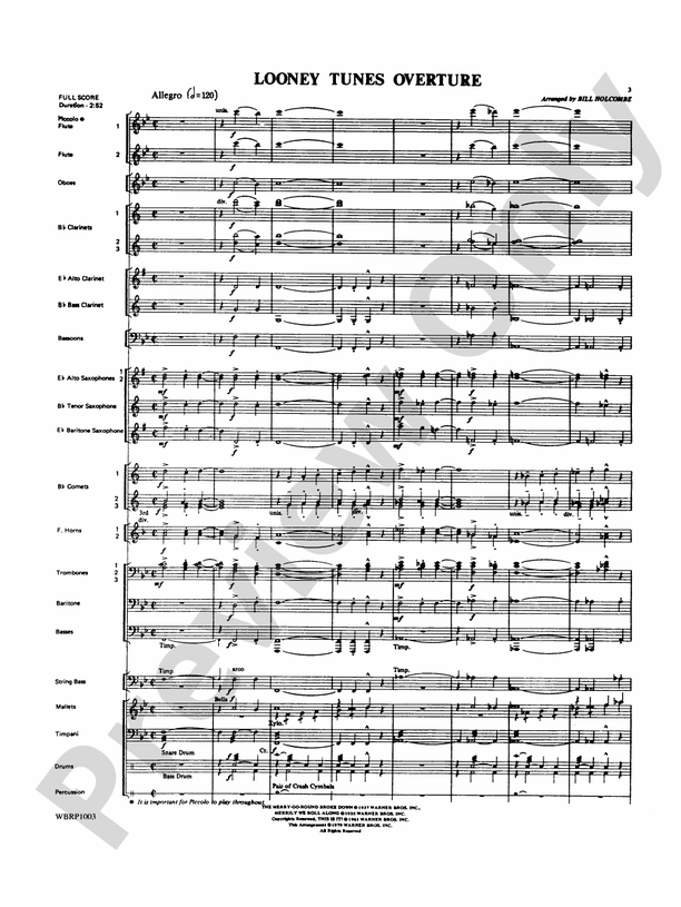 Looney Tunes Overture - Concert Band Conductor Score & Parts (Digital Download)