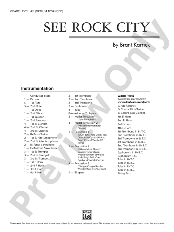 See Rock City - Concert Band Conductor Score & Parts (Digital Download)