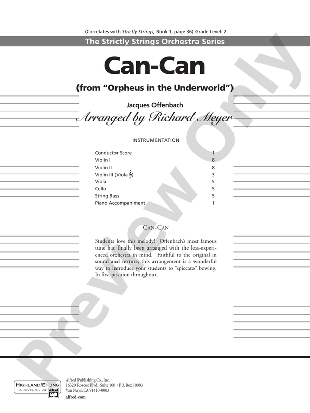 Can-Can – String Orchestra Conductor Score & Parts (Digital Download)