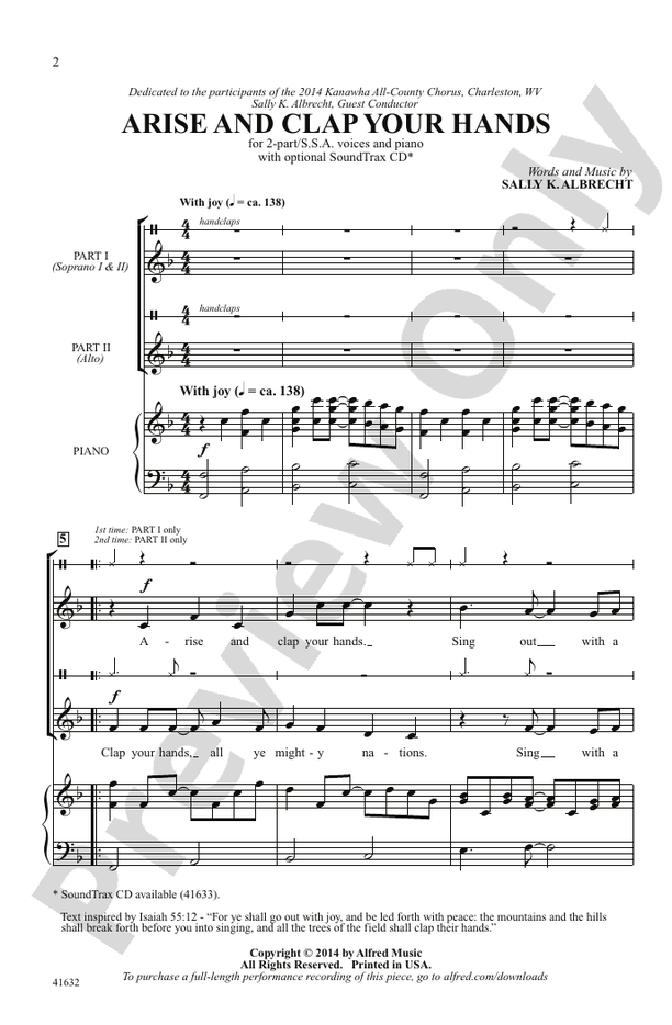 Arise and Clap Your Hands – 2-Part / SSA Choral Octavo (Digital Download)