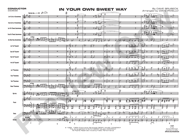 In Your Own Sweet Way - Jazz Ensemble Conductor Score & Parts(Digital Download)