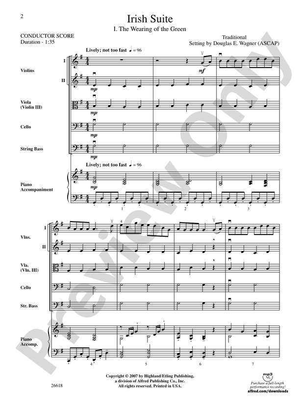 Irish Suite – String Orchestra Conductor Score & Parts (Digital Download)