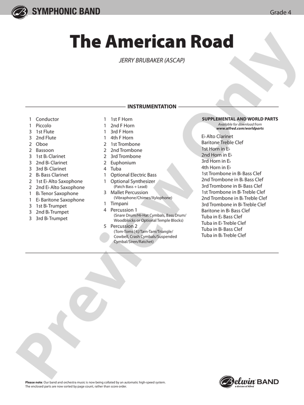 The American Road - Concert Band Conductor Score & Parts (Digital Download)