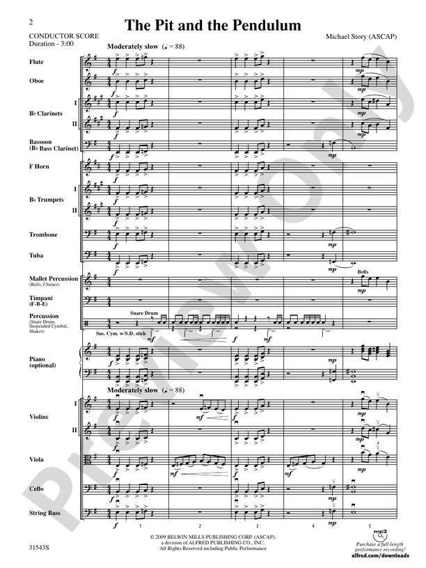 The Pit and the Pendulum – Full Orchestra Conductor Score & Parts (Digital Download)
