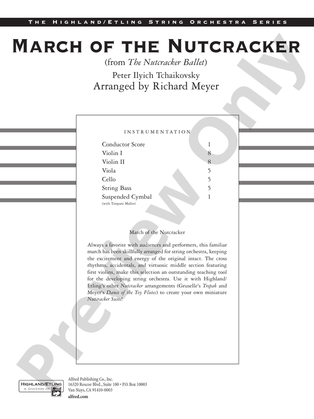March of the Nutcracker (from The Nutcracker Ballet) – String Orchestra Conductor Score & Parts (Digital Download)