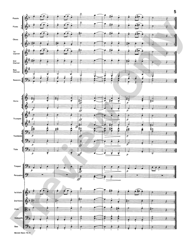 Slavonic Dance No. 8 – Full Orchestra Conductor Score & Parts (Digital Download)