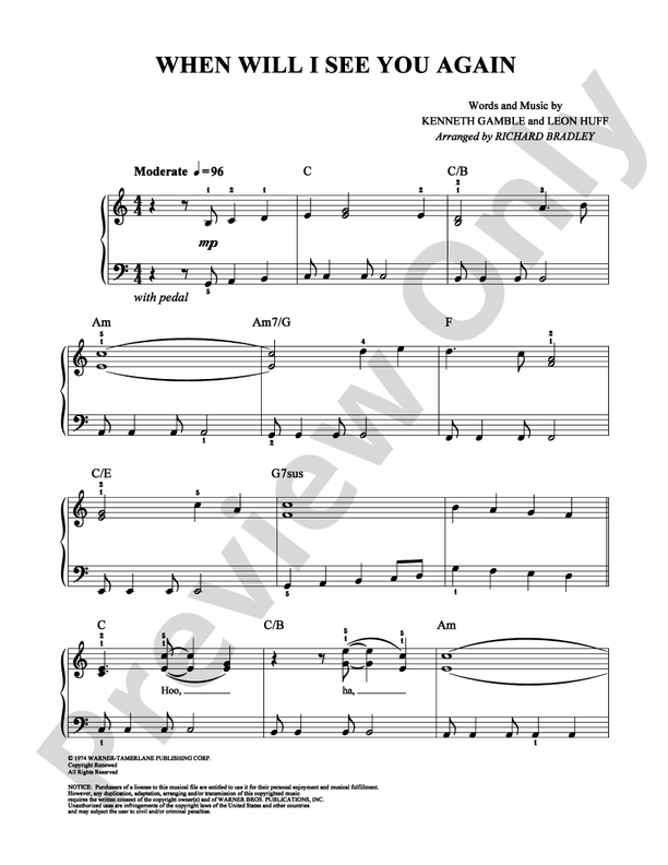 When Will I See You Again - Arr. Richard Bradley - Easy Piano (Digital Download)