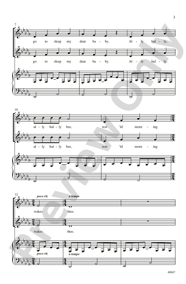 Ally Bally Bee - SSA Choral Octavo (Digital Download)
