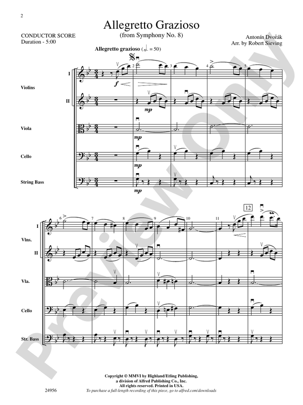 Allegretto Grazioso (from Symphony No. 8) – String Orchestra Conductor Score & Parts (Digital Download)