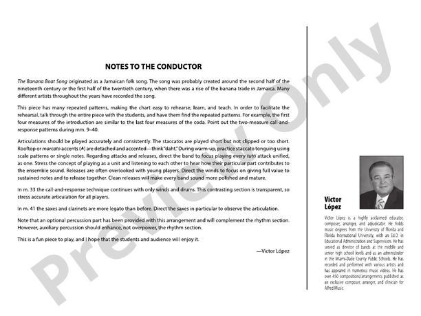 The Banana Boat Song – Jazz Ensemble Conductor Score & Parts (Digital Download)