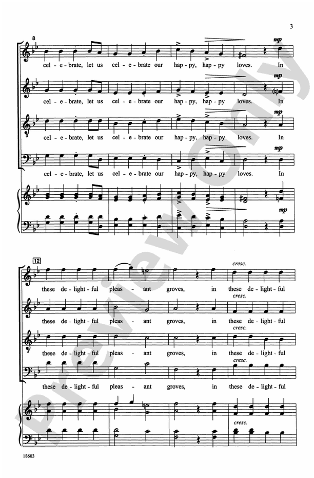 In These Delightful Pleasant Groves – SATB, a cappella Choral Octavo (Digital Download)