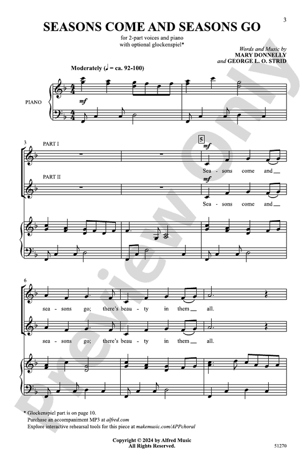 Seasons Come and Seasons Go - 2 Part Treble Choral Octavo (Digital Download)