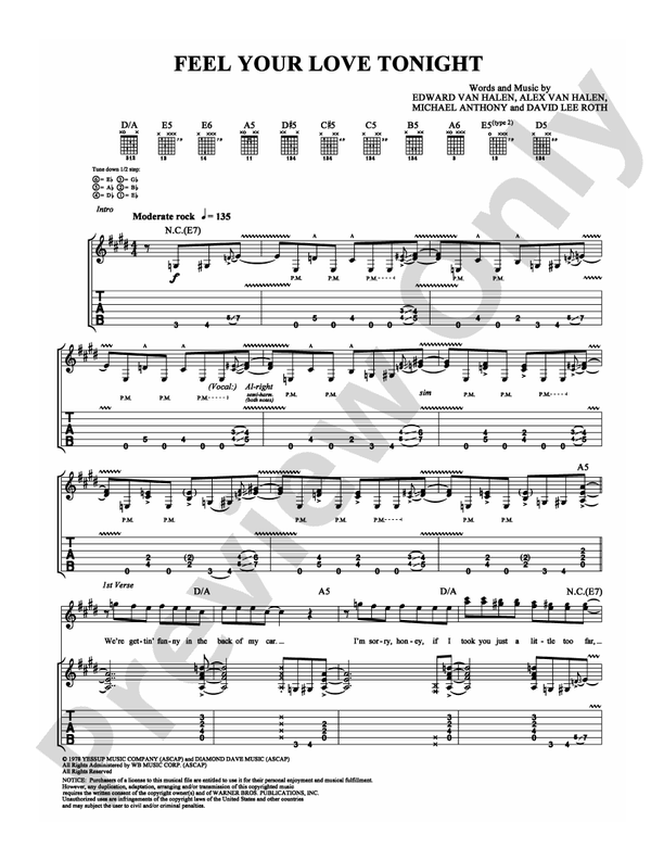 Feel Your Love Tonight - Guitar TAB (Digital Download)