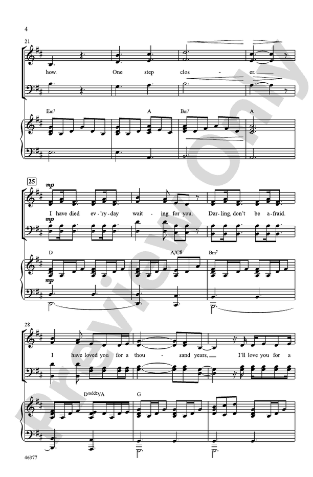 A Thousand Years - SATB Choral Octavo (Digital Download)