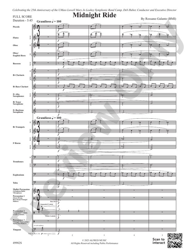 Midnight Ride - Concert Band Conductor Score & Parts (Digital Download)