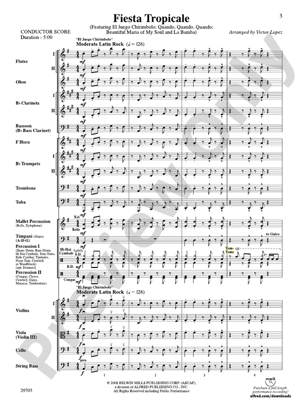 Fiesta Tropicale – Full Orchestra Conductor Score & Parts (Digital Download)