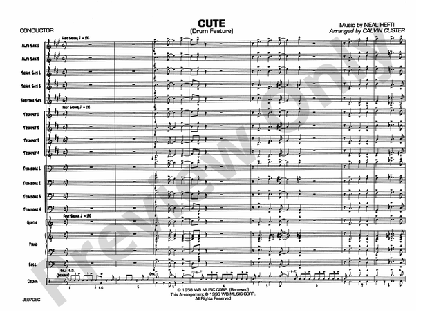 Cute (Grade 3) - Jazz Ensemble Conductor Score & Parts (Digital Download)