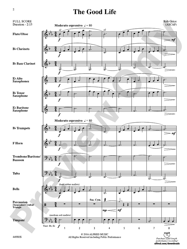 The Good Life - Concert Band Conductor Score & Parts (Digital Download)
