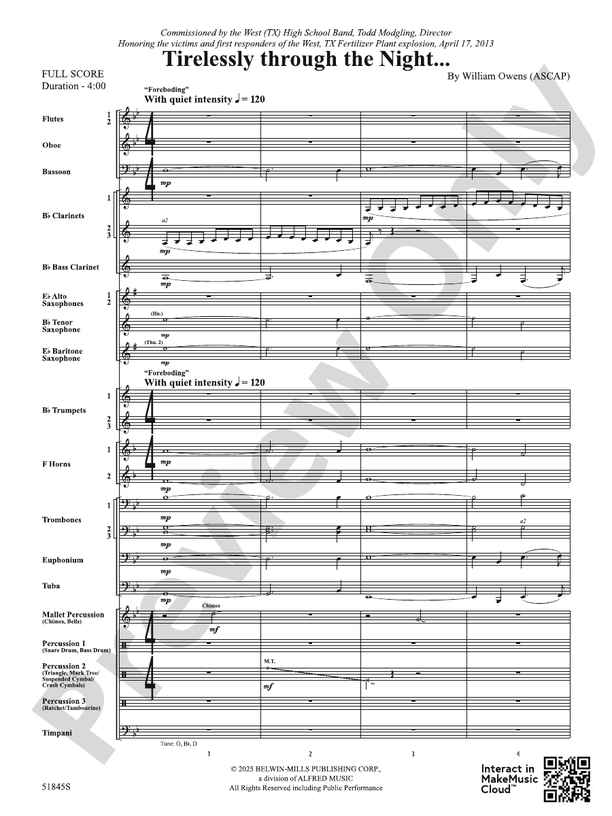 Tirelessly Through the Night... - Concert Band Conductor Score & Parts(Digital Download)