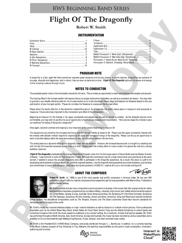 Flight of the Dragonfly - Concert Band Conductor Score & Parts (Digital Download)