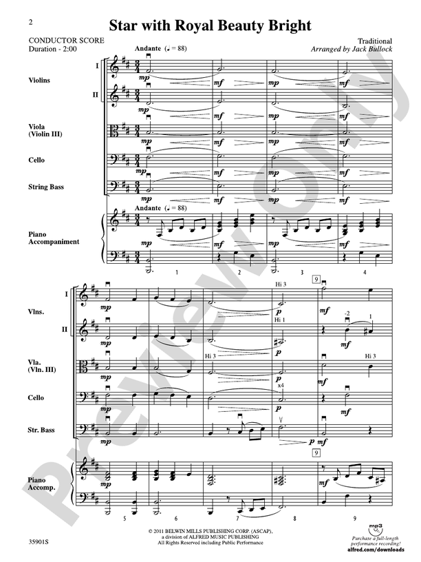 Star with Royal Beauty Bright – String Orchestra Conductor Score & Parts (Digital Download)